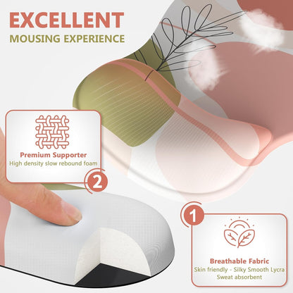 AKIT Ergonomic Mouse Pad with Wrist Rest for Computer Keyboard, Cute Pink Keyboard Mouse Pad with Valley Design Wrist Support Soft Foam Keyboard Pad Mousepad Gaming Wrist Pad for Office Work Desk