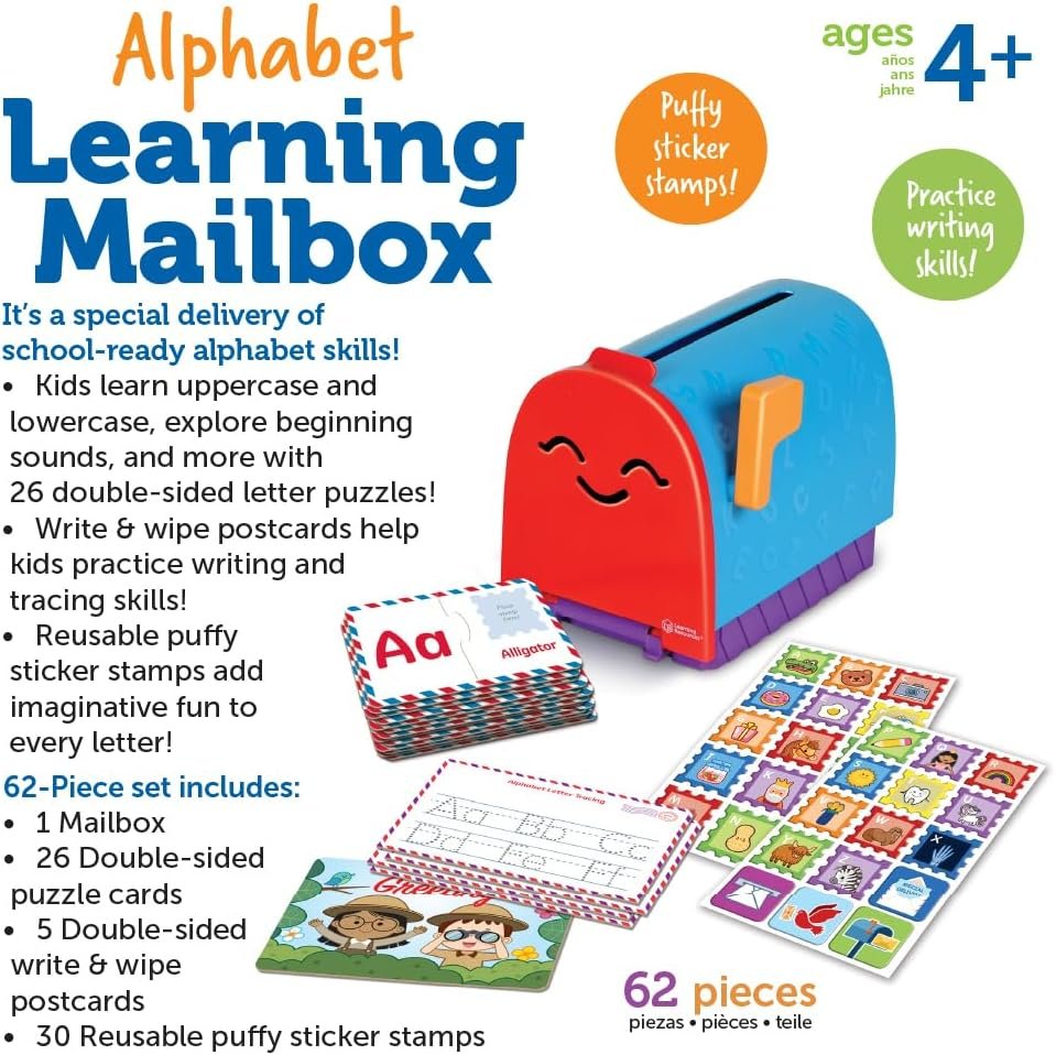 Learning Resources Alphabet Learning Mailbox, 62 Pieces, Ages 4+, Preschool Toys, Preschool Learning Activities, Kindergarten Toys