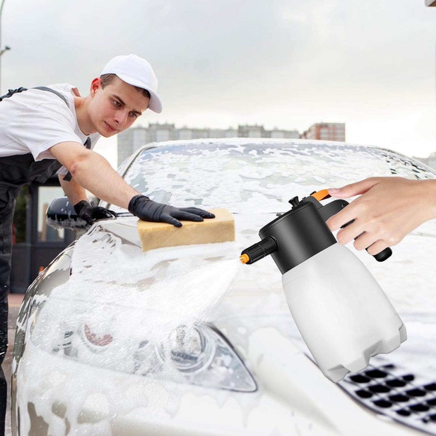Car Wash Sprayer, Multifunctional Foaming Sprayer, 1.8L Electric Cleaning Tool, Reusable Vehicle Supplies for Daily Car Care, Auto Detailing, Exterior Washing, Interior Maintenance, Garage Use