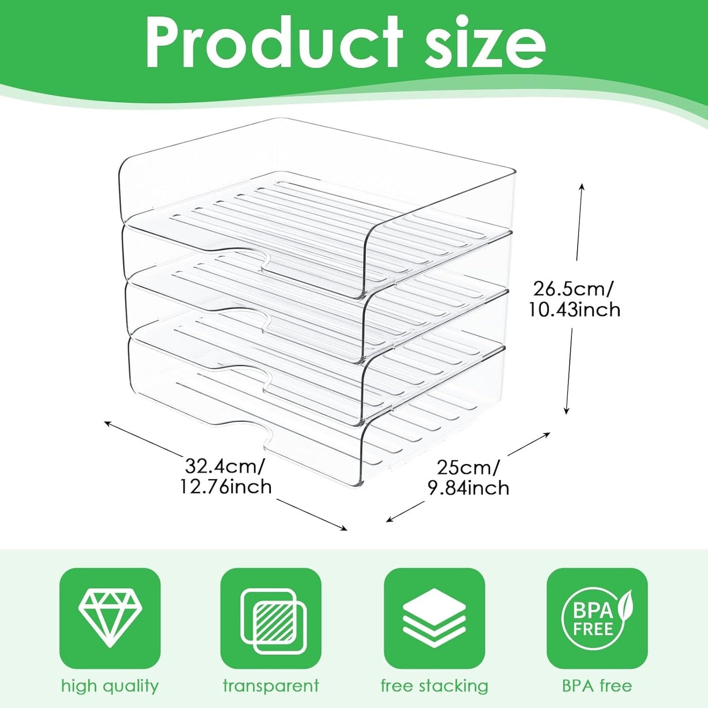 YIQXKOUY 4 Tier Acrylic Desk Organizer 12.7 x 9.8 x 5.5 Inch Acrylic Desk Organizer Tray Stackable Document Clear Desk Accessories for Office Document Workspace Desktop
