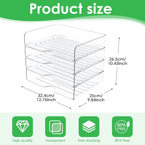 YIQXKOUY 4 Tier Acrylic Desk Organizer 12.7 x 9.8 x 5.5 Inch Acrylic Desk Organizer Tray Stackable Document Clear Desk Accessories for Office Document Workspace Desktop