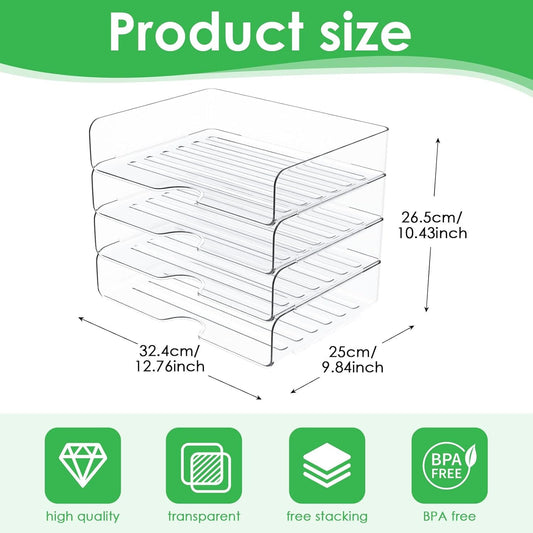 YIQXKOUY 4 Tier Acrylic Desk Organizer 12.7 x 9.8 x 5.5 Inch Acrylic Desk Organizer Tray Stackable Document Clear Desk Accessories for Office Document Workspace Desktop
