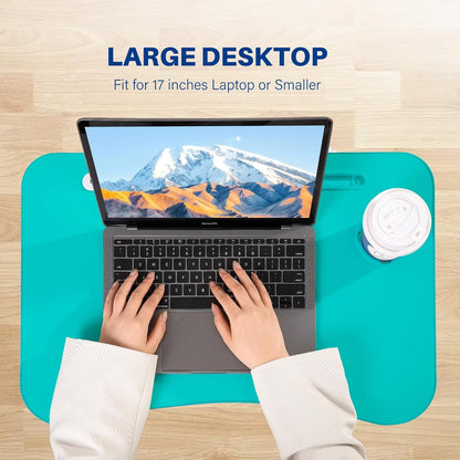 Laptop Desk for Bed, Height Adjustable Laptop Bed Table, Foldable Portable Lap Desk Stand with USB/Storage Drawer/Cup Holder/Slot, Breakfast Tray for Working Reading Writing Eating