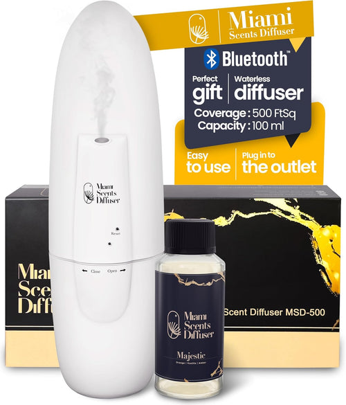 Plug in Wall Waterless Diffuser + Majestic Hotel Essential Oils 4 Fl Oz Included Coverage Up to 500 SqFt Smart Bluetooth App Control Scent Air Machine for Home, Office and Spa Ideal for Aromatherapy.