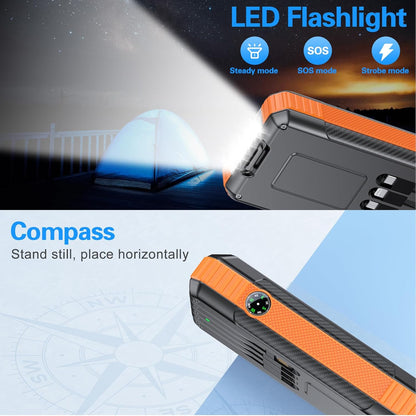 Solar Power Bank 33800mAh Built in 4 Cables, 22.5W USB C Fast Charging Portable Phone Charger, 6 Outputs & 4 Inputs with LED Camping Lights Battery Pack for Outdoor iPhone Samsung Tablet (Orange)
