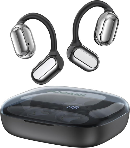 BUGANI Open Ear Headphones, Open Ear Earbuds with Immersive Stereo Sound, Clear Talk, Bluetooth 5.3 Wireless Headphones with Dual Large Driver, 30H Playtime, Waterproof Earbuds for Running,Black