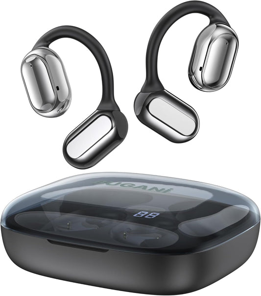 BUGANI Open Ear Headphones, Open Ear Earbuds with Immersive Stereo Sound, Clear Talk, Bluetooth 5.3 Wireless Headphones with Dual Large Driver, 30H Playtime, Waterproof Earbuds for Running,Black