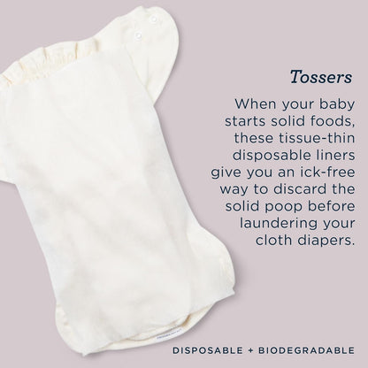 Esembly Tossers, Cloth Diaper Disposable Bamboo Liner, Fragrance-Free and Chlorine-Free, One Size, 200 Liners (2-Pack)