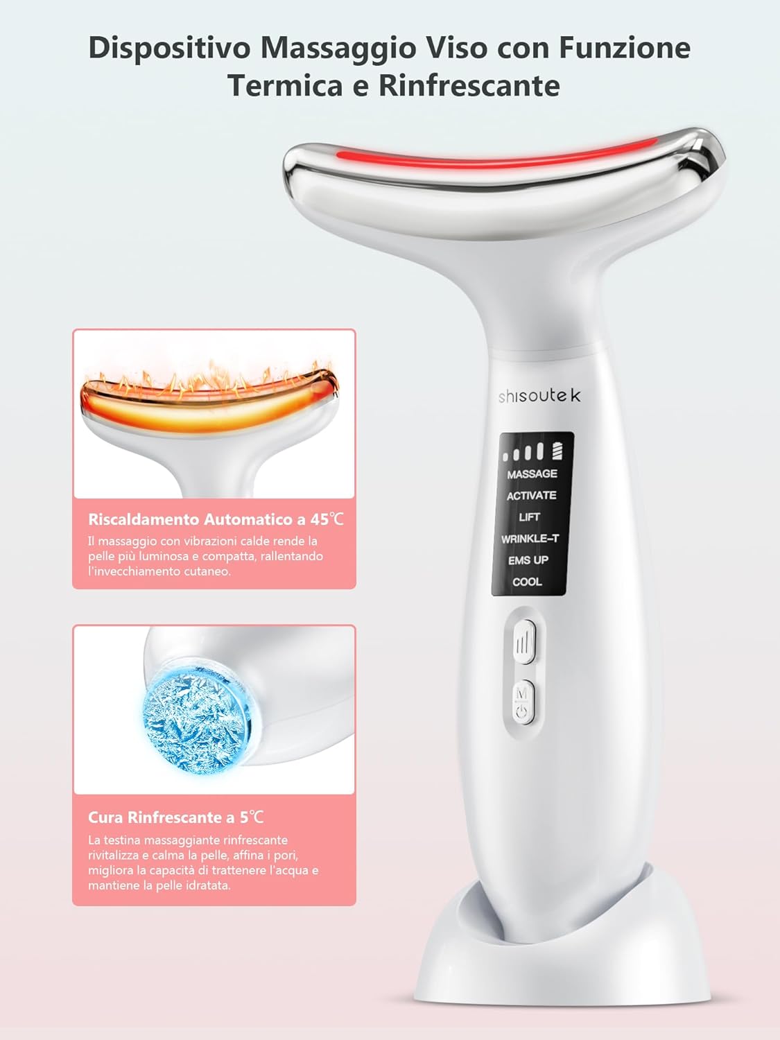 Electric Lifting Face Massager Anti-Wrinkle: Beauty Device at 5°C Cold and 45°C Hot Therapy - Face Massager with 6 Modes 4 LEDs - EMS Lifting Gua Sha Massage Firming Neck Face