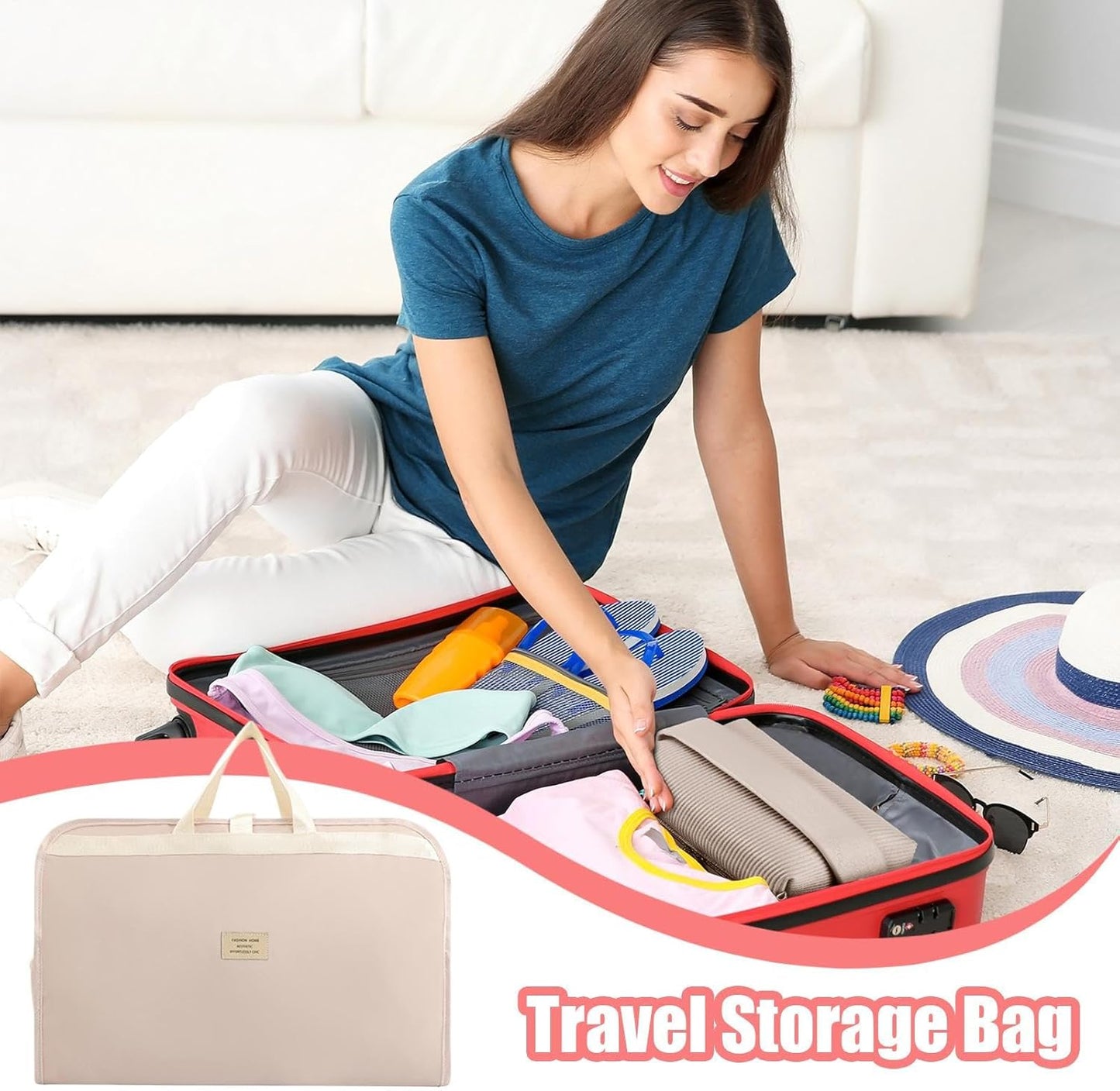 Travel Underwear Organizer Bag, Suitcase Storage Cube, Foldable Clothes Divider, chiusura lampo Compartment for Vacation Packing and Closet Organization, 29,13 x 17,72 Inches