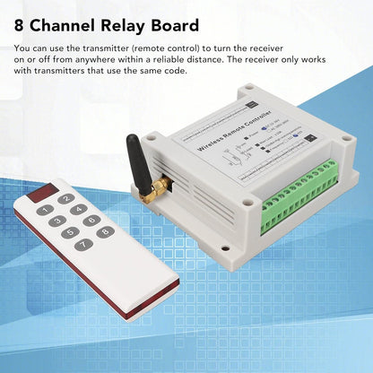 8 Channel Relay 8CH 10A DC 12V to 36V Control, Remote Control for Industrial, Home, Vehicle, and Marine Automation
