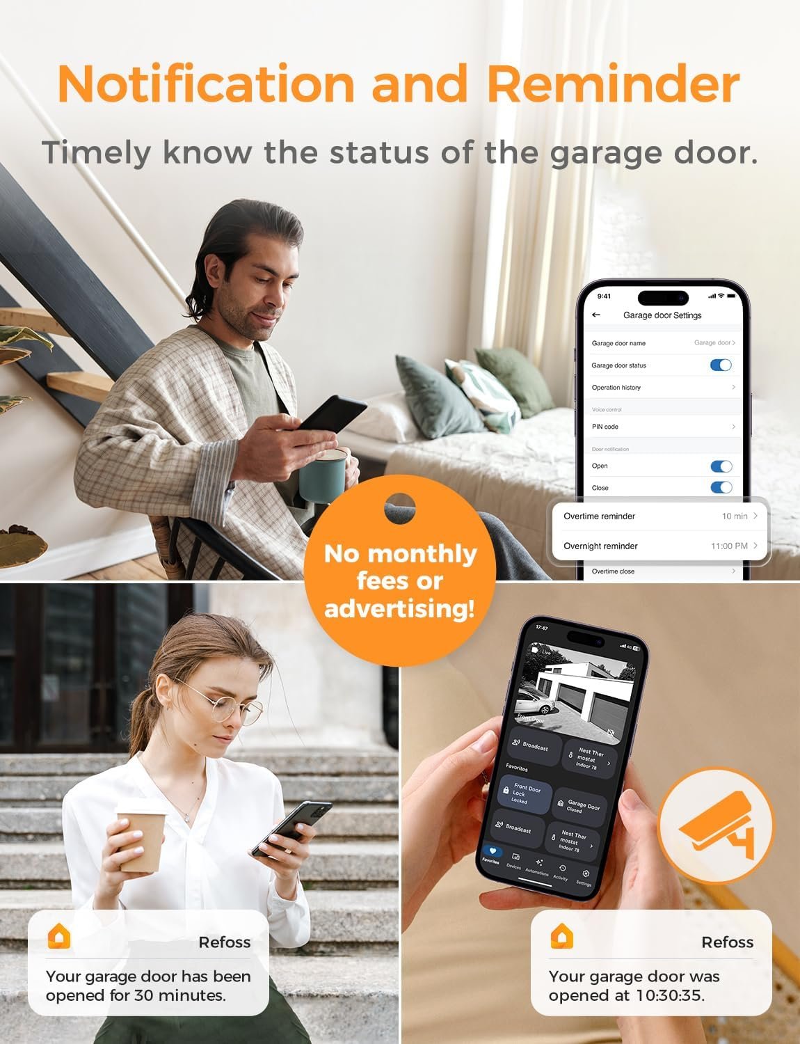 Refoss Smart Wi-Fi Garage Door Opener, Compatible with Apple HomeKit, Siri, Alexa & Google Assistant, Carplay, App Remote Control, Support 2.4GHz WiFi Only