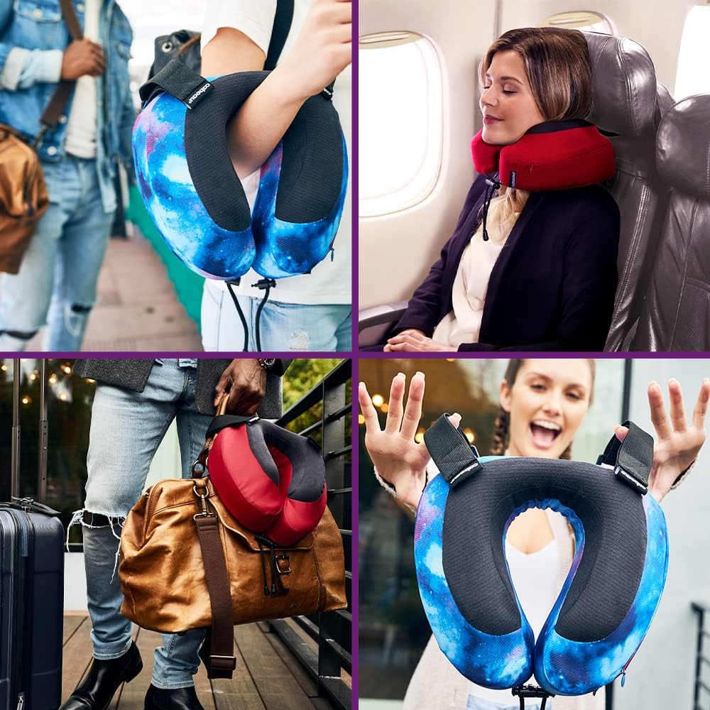Cabeau Evolution S3 Travel Pillow - Straps to Airplane Seat - Ensures Your Head Won't Fall Forward - Relax with Plush Memory Foam - Quick-Dry Fabric Keeps You Cool and Dry (Jet Black).., Jet Black,