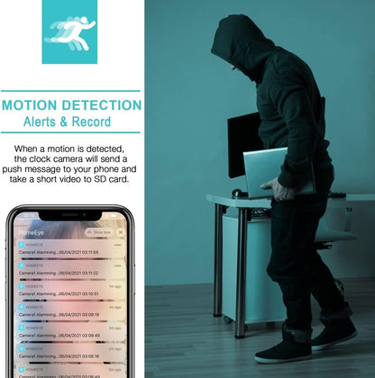 Pofeiwode Hidden Camera Clock WiFi Spy Camera FHD 1080P Wireless Secret Nanny Cam Small Surveillance Security Cams Enhanced Night Vision Motion Detection Alert Live Streaming via Android iOS App