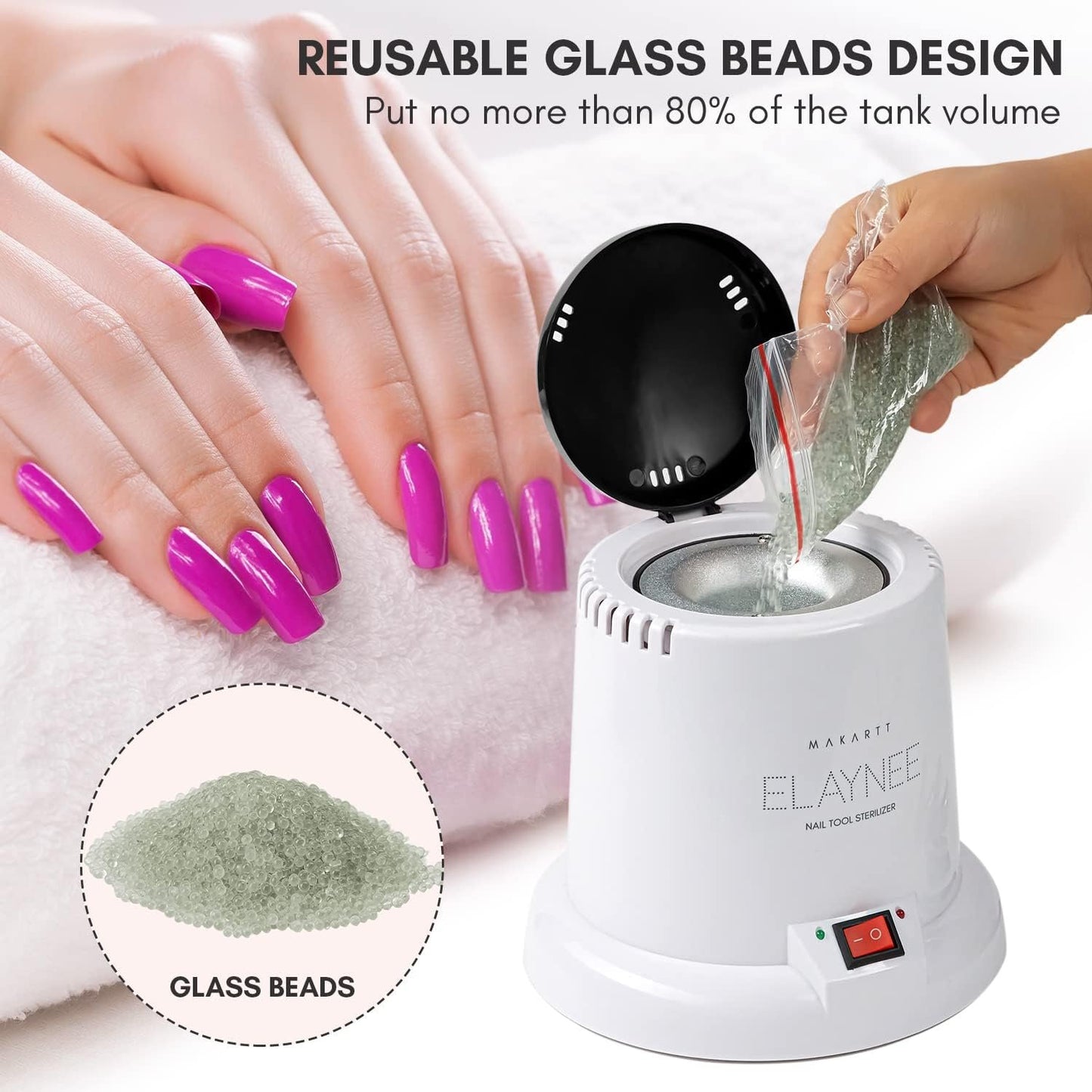 Makartt Nail Tool Sterilizer For Esthetician Sterilization Machine Metal Nail Art Tools Lash Tech Supplies High Temperature For Nail Supplies Manicure Salon