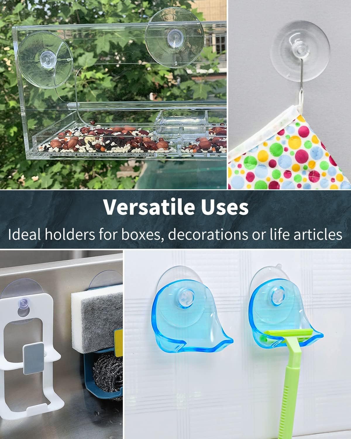 Pawfly 20 Pack Clear Suction Cups 1.8 Inch PVC Plastic Sucker Without Hooks for Home Decoration and Organization