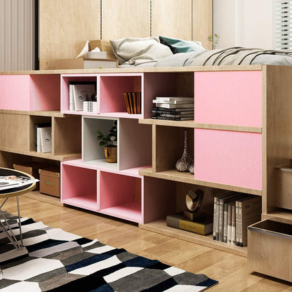 Livelynine 40CMX5M Pink Wall Sticker Children's Bedroom Wallpaper Roll Paper Roll Modern Wall Cards for Children Furniture Girl Wall Decoration