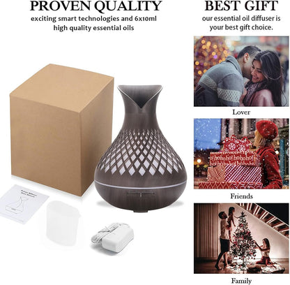 SAIHGUUI Smart WIFI Essential Oil Diffuser, 500ml Aromatherapy Diffuser Humidifier for Large Room, Works with Phone App & Alexa Google Home Voice Control, 7 LED, Create Schedules and 4 Timer, Auto Shut-Off,Dark wood