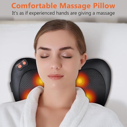 Electric Massage Pillows Shiatsu Massage Cushion for 3 Speeds with Change of Direction and 4 Massage Knots for Neck Muscle Relaxation Suitable for Home Office as Gift