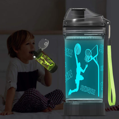 Basketball Gifts, Light Up Kids LED Water Bottle with 3D Basketball Design- 14 OZ Tritan BPA Free - Cool Drinking Cups Gift for School Kids Teenage Boy Girl Child Christmas Holiday