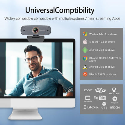 Angetube 1080P HD Webcam with Privacy Shutter Dual Noise-Cancelling Mic PC Camera Webcams, Wide 90Â° View, USB Plug & Play for Video Conferencing, Streaming, Zoom/Skype/YouTube for PC/Desktop/Laptop