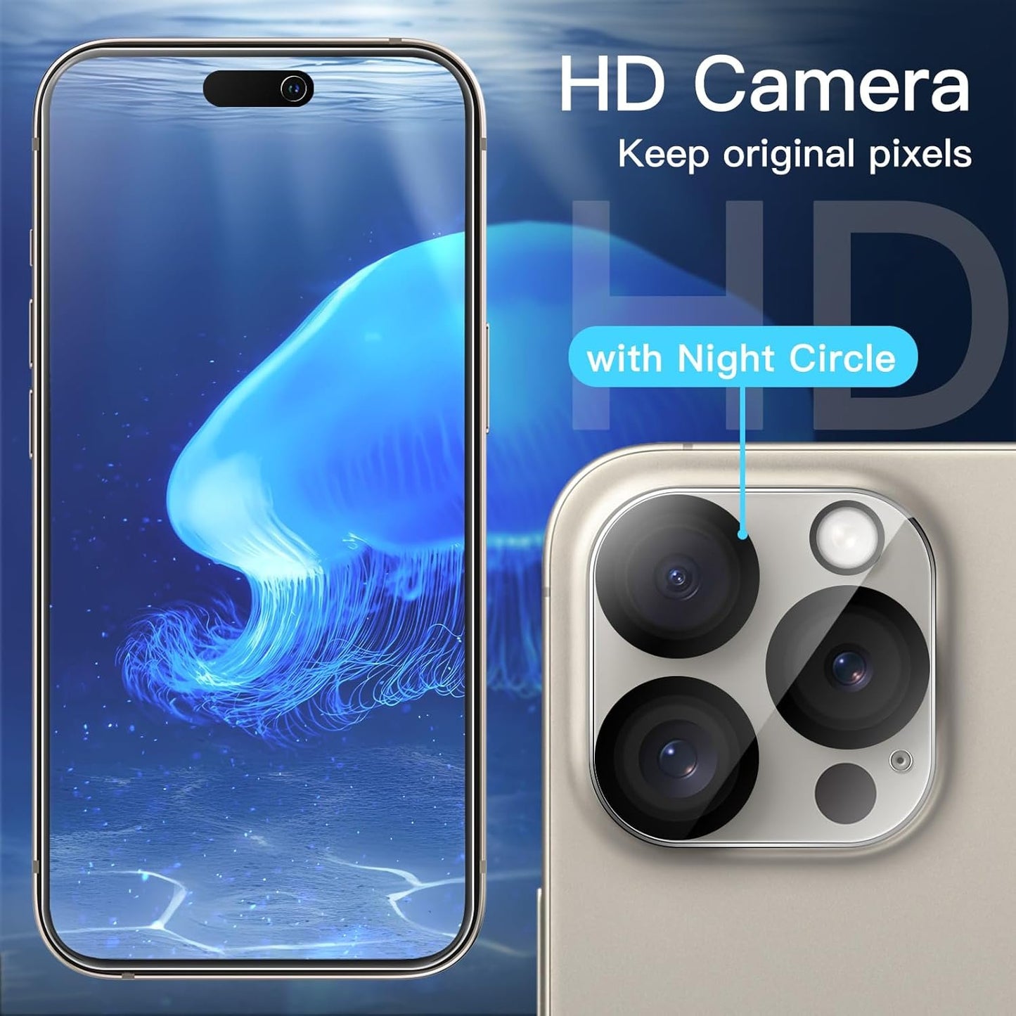 JETech Privacy Screen Protector for iPhone 15 Pro Max 6.7-Inch with Camera Lens Protector, Anti-Spy Tempered Glass Film, Easy Installation Tool, 2-Pack Each