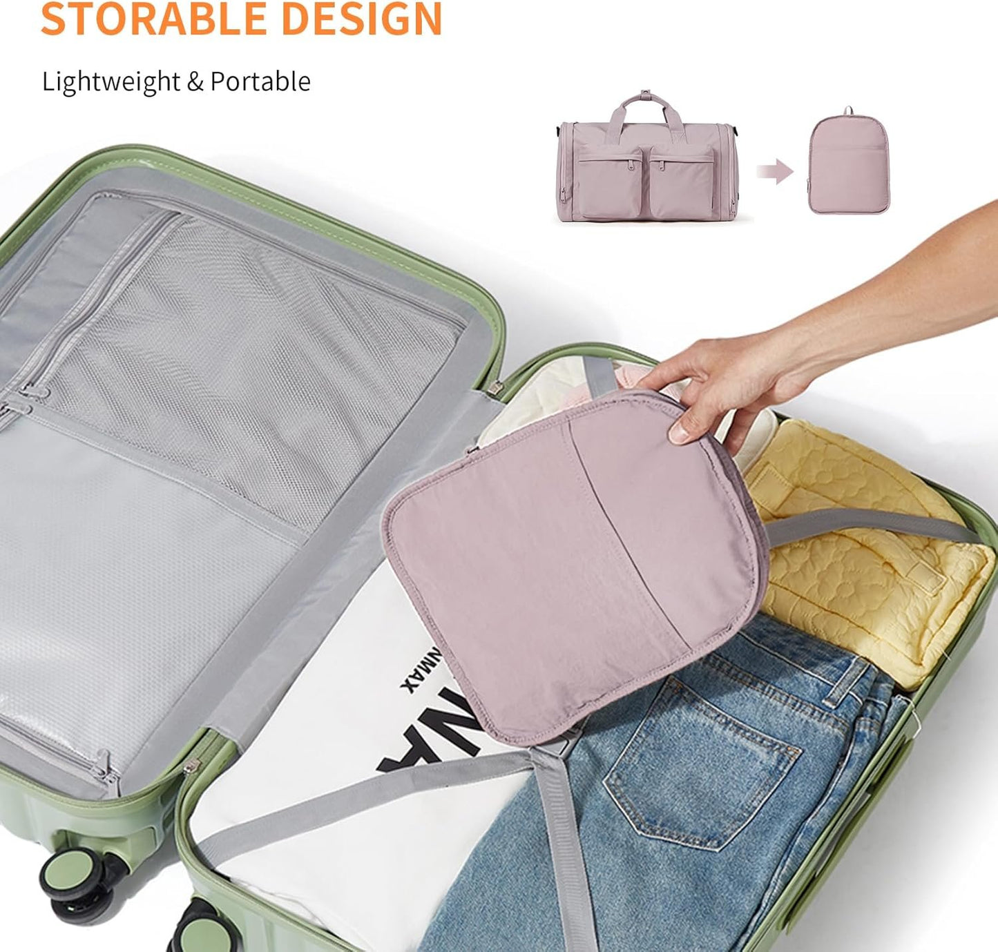 Gym Bag Duffle Bag for Travel: Gym Bag for Women Men Gym Bag with Shoe Compartment - 3 in 1 Carry on Bag Travel Duffel Bags with Trolley Sleeve - Lightweight Travel Bag Sports Bag (Soft Pink)