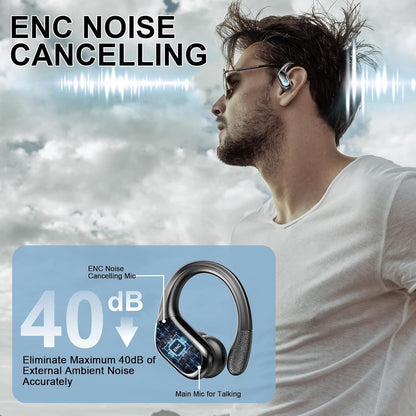 Wireless Earbuds Sport, Bluetooth 5.4 Headphones 2024 Bluetooth Earbuds with 75Hrs Stereo, 4 ENC Mic, Over-Ear Buds with Earhooks Noise Canceling Earphones , IP7 Waterproof Headset for Workout/Running