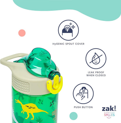 Zak Designs Dr. Seuss Kids Water Bottle For School or Travel, 16oz Durable Plastic Water Bottle With Straw, Handle, and Leak-Proof, Pop-Up Spout Cover (The Cat in the Hat)