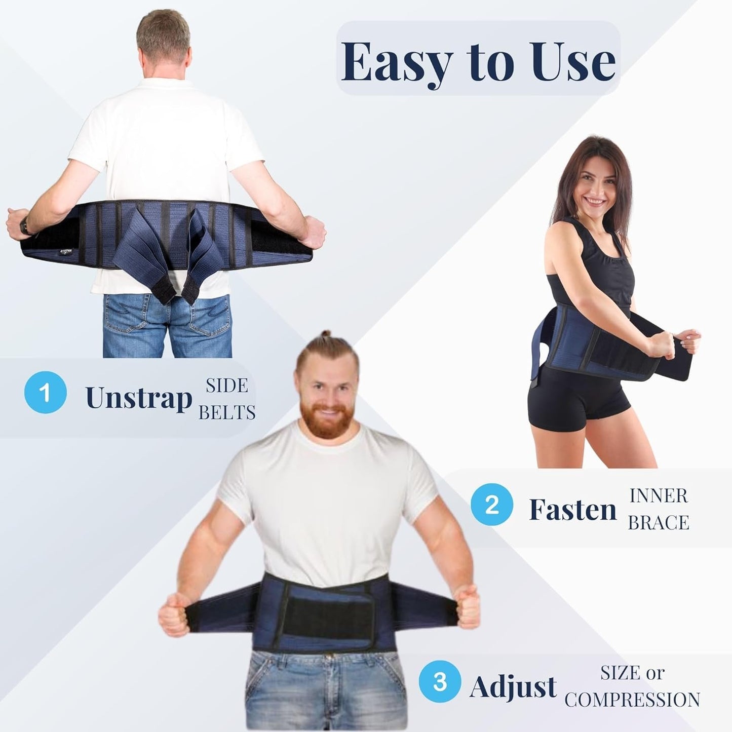 AVESTON Back Support Lower Back Brace for Back Pain Relief: Thin Breathable Rigid 6 ribs Adjustable Lumbar Support Belt for Men/Women Keeps Spine Straight and Safe – Belly size 46-52" XLarge