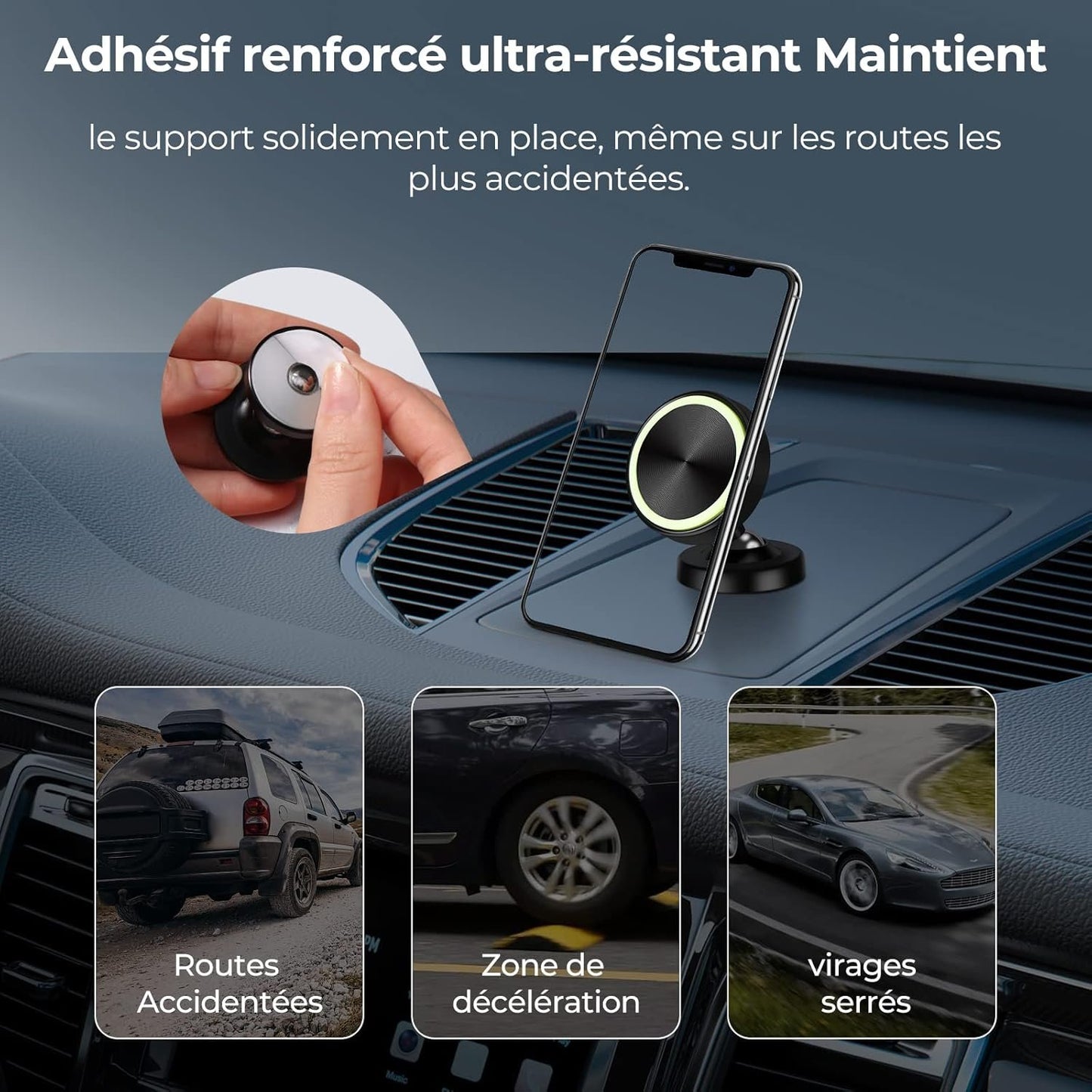 Vinabo 2 Pack Magnetic Car Phone Holder, Magnetic Car Phone Holder, 360° Rotation Car Phone Holder Compatible with All Smartphones
