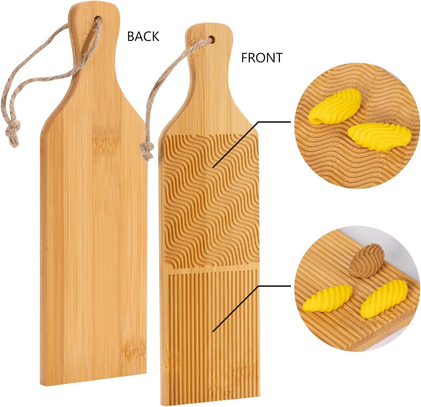 Gnocchi Board Hand Crafted Gnocchi Paddle with Garganelli Stick Maveite Cavatelli Pasta Maker Pasta Board Gnocchi Ridges Roller Natural Bamboo Kitchen Gadgets Tools