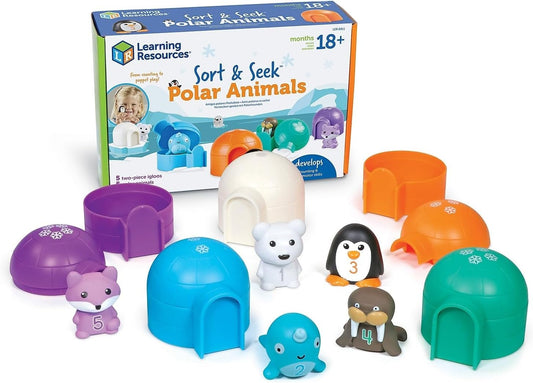 Learning Resources Sort & Seek Polar Animals, Toddler Activities, Educational Toys, Educational Toy Set Color, Teaching Toys, 15 Pieces, Age 18 Months+