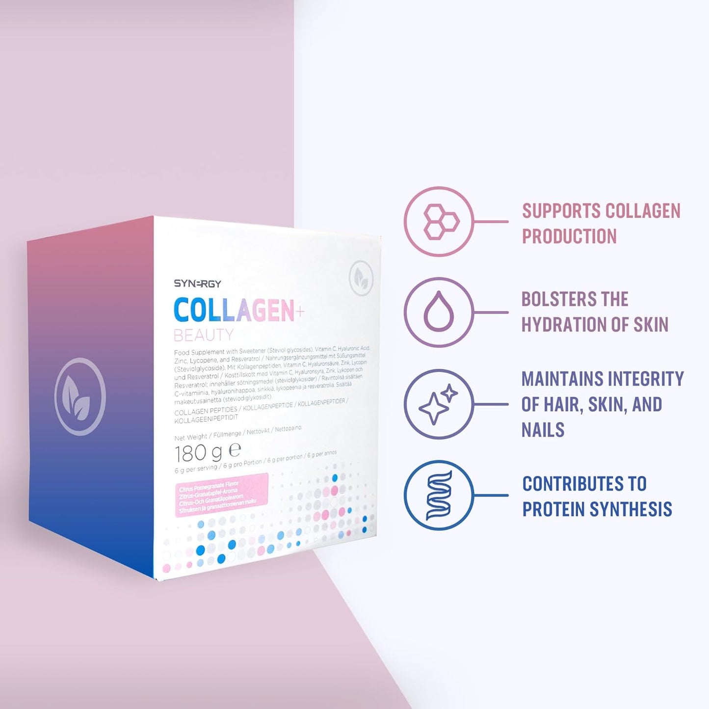 Synergy Worldwide Collagen+ Beauty 180g | 5000mg Marine Collagen | Hyaluronic Acid, Resveratrol, Vitamin C and Zinc | Skin, Hair, Nails and Joints | 30 Servings