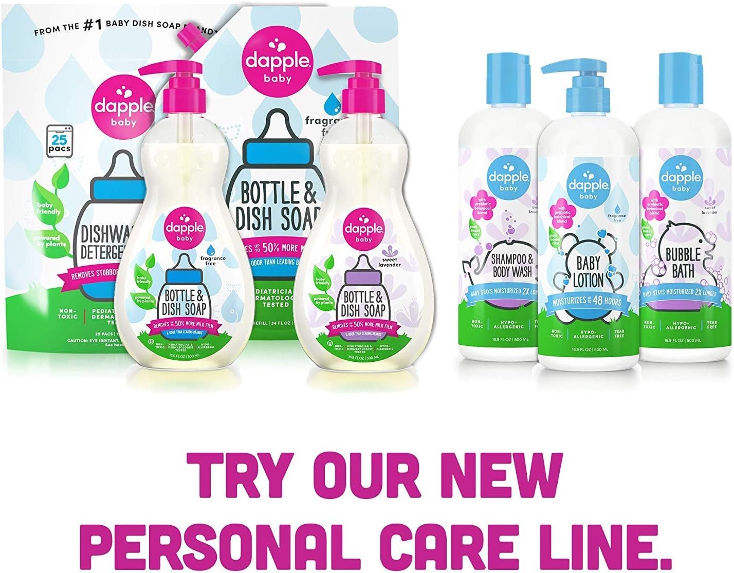 Dapple Baby - Bottle & Dish Soap, Plant Based Bottle Cleaner, Baby Safe Liquid Dish Soap, Fragrance Free Scented - Travel Size, 89 ml, 3 Ounces (Packaging may vary)
