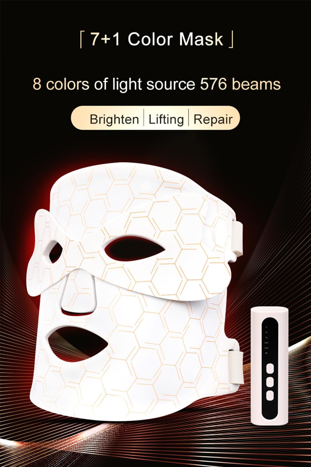 Red Light Therapy Mask for at Home Face Masks Skincare, Portable Skin Tightening Beauty Toning Device, 7 Colours LED Mask Mode Adjustment - Rejuvenation, Face Toning Firming for Women (White