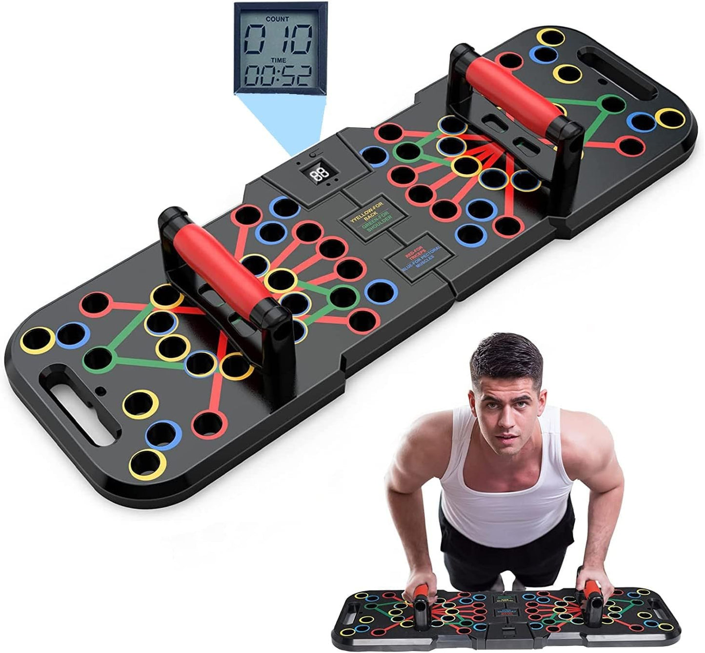 POSKOU Push Up Board System Exercise Workout Board Equipment for Men and Women Portable Gym Strength Training Fitness Push up Stand (41 in 1 with counter)