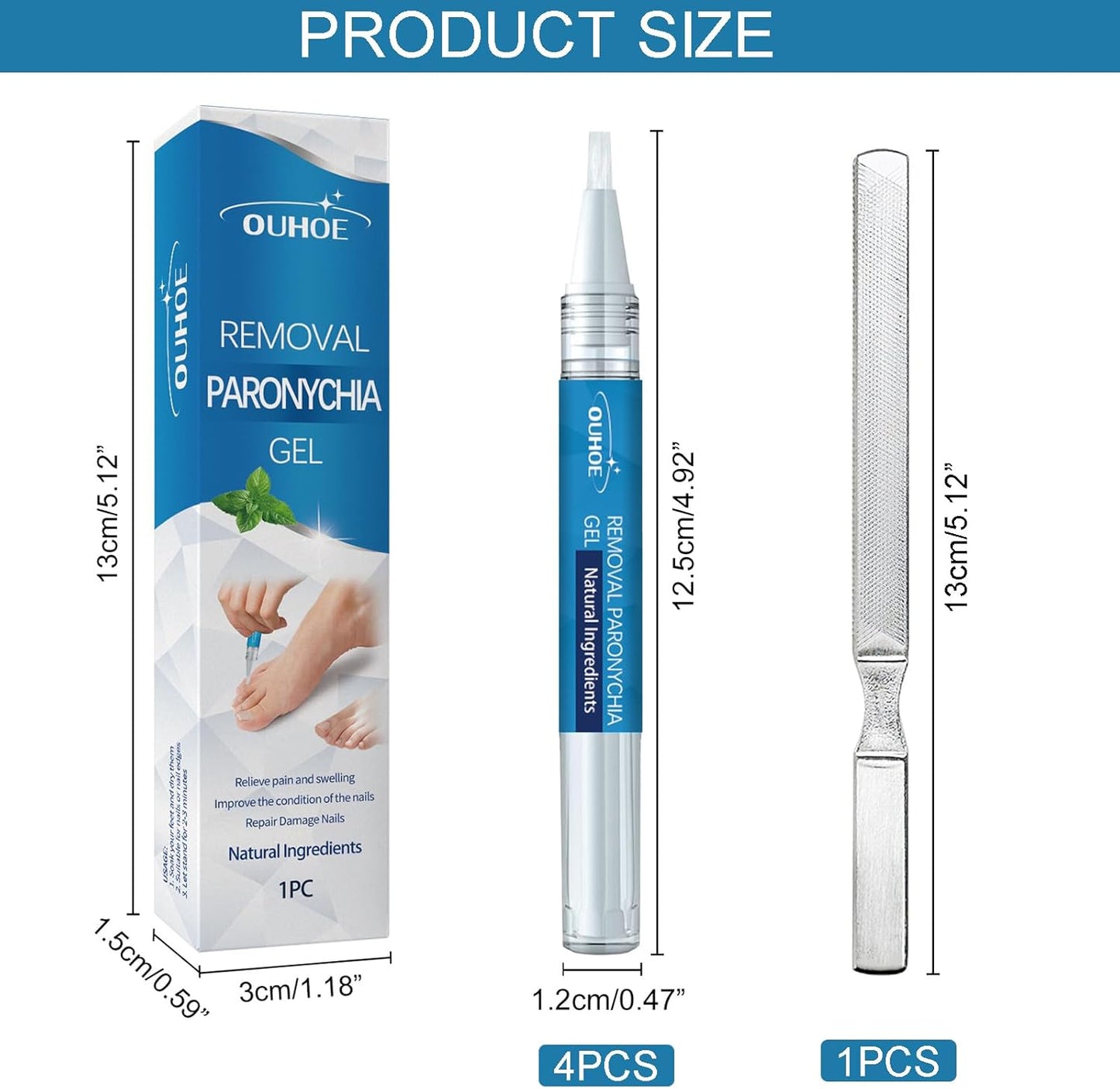 4 Pieces Nail Care Pen, with Nail File, Nail Care Pen, Rich in Natural Ingredients such as Shea Butter, Clove Oil, Thyme Extract, Vitamin E, Eucalyptus Oil
