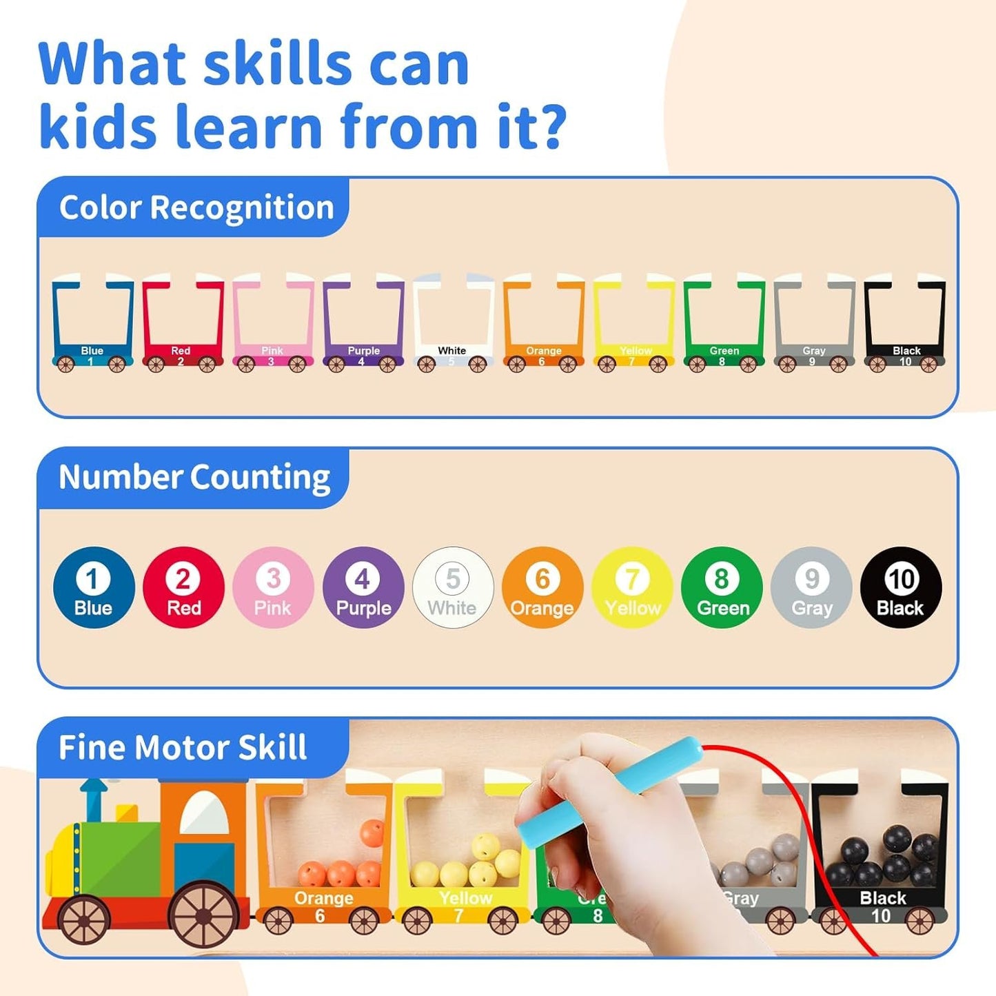 Montessori Toys for 2 Year Old, Magnetic Color and Number Maze, Wooden Toddler Magnet Puzzles for Kids Girls Boys 2-4 3-5, Magnetic Board Train Learning Toys Birthday Gifts