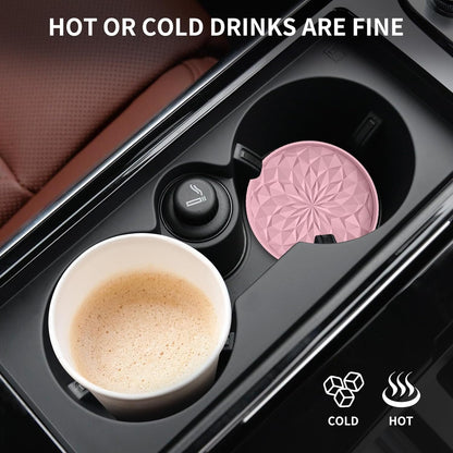 ME.FAN Car Cup Coaster [4 Pack] Silicone Car Coasters/Cup Mats - 2.75In Universal Non-Slip Recessed Car Interior Accessories - Car Cup Holder Insert Coasters Dusty Rose
