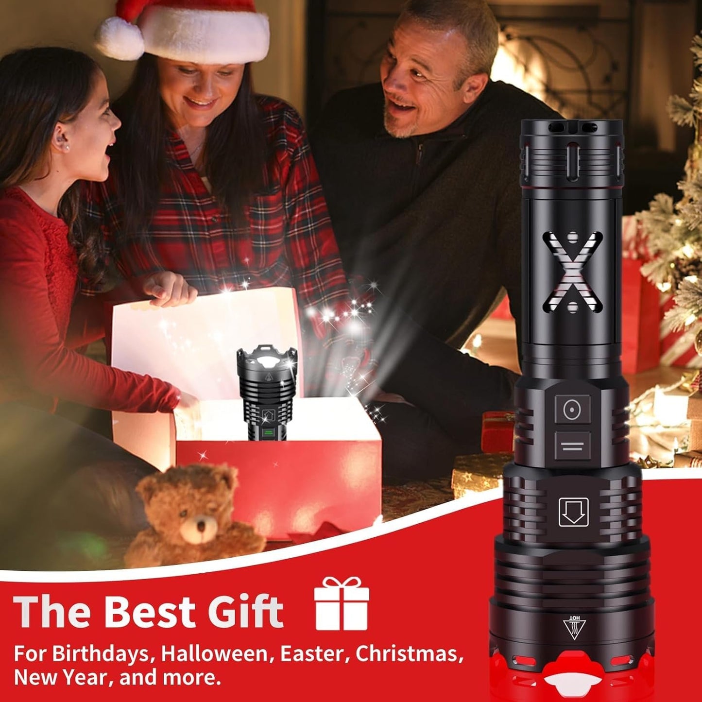 Gehavin Flashlights High Lumens 150000 Rechargeable, XHP160.5 Super Bright LED Flashlight, Tactical Flashlight with Zoomable, Waterproof, 6 Modes for Camping and Emergencies