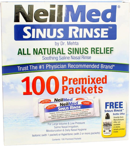 NeilMed Sinus Rinse All Natural Relief Premixed Refill Packets 100 Each (Pack of 3)
