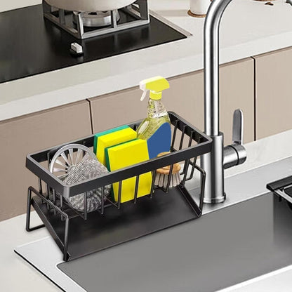 Sink Storage, Sponge Holder, Rust Resistant Easy Installation Modern Aesthetic Durable Vertical, Kitchen Storage for Towel, Soap, Scrubbers, Brushes, 9.06x3.54x4.33inches