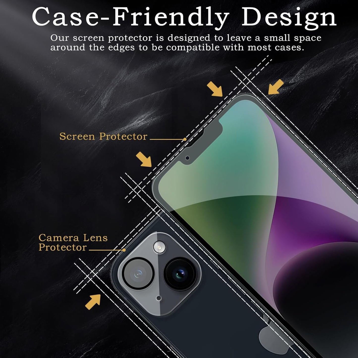 [2+2 Pack] Privacy Screen Protector for Apple iPhone 14, Anti-Spy Shatterproof Tempered Glass with Camera Lens Tempered Glass 9H Hardness Bubble Free Anti-Glare Case Friendly