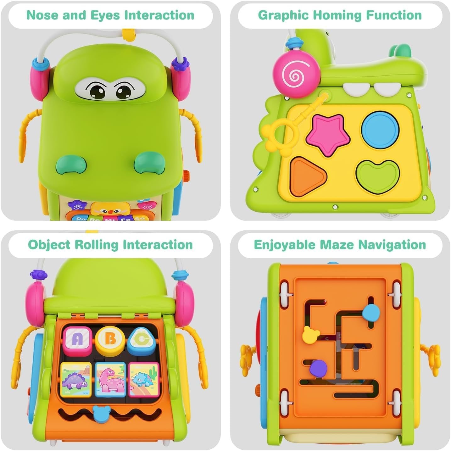 Musical Baby Toys for 1 + Year Old, 8 in 1 Multi-Functional Montessori Crocodile Toddler Toys, Early Development Learning and Educational Toys for Preschool Girls Boys