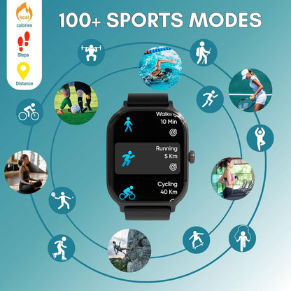 iN Tech Smart Watch Pro (Advanced) - 2.01" HD Touch Screen - Smart Watches for Women Mens Watches - Smart Watch Men - Fitness Watch - Fitness Tracker Heart Rate Monitor Sleep Monitor Multi Sports Mode
