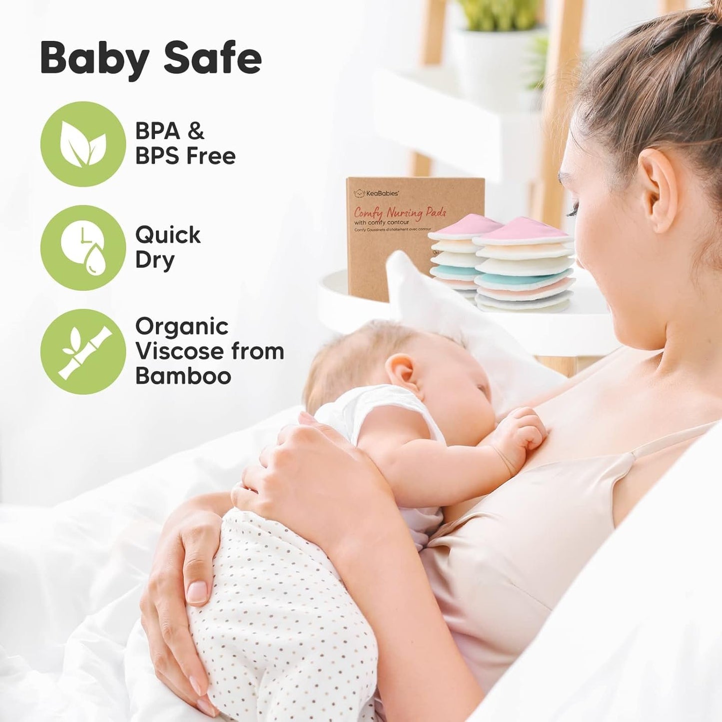 14-Pack Organic Bamboo Nursing Pads - Reusable Breast Pads for Breastfeeding, Nipple Pads, Washable Nursing Pad, Breastfeeding Pads for Leaking, Breast Milk Pads, Bra Pads (Pastel Touch, Large 12cm)