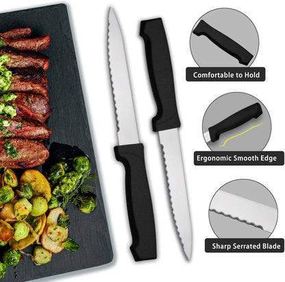 Pleafind 24-Pcs Silverware Set for 4, Flatware Set with Steak Knives, Stainless Steel Cutlery Set, Include Forks Spoons and Knives Set, Dishwasher Safe Utensil Sets for Home Restaurant