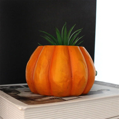 Oggettistica per la Casa Moderna Terrificanti decorazioni di Halloween Fioriera in resina con faccia di zucca per desktop domestico interior design (Orange, 10 9.8 6.8cm)