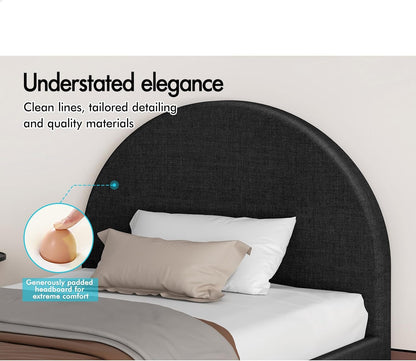 ALFORDSON Bed Frame Base Single Size with Linen Fabric Upholstery, Bed Platform Foundation with Headboard for Mattress Topper, Calla Fabric Charcoal